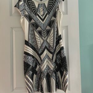 Elegant Black and White Geometric Dress
